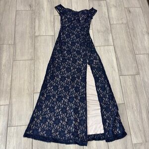 Sequin Hearts Navy Sequin Formal Dress – Junior Size 9 (Fits Like Small)